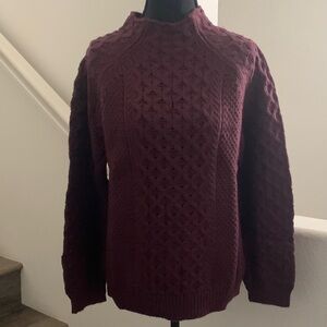 Coldwater Creek Plum Cable Knit Turtleneck Sweater.